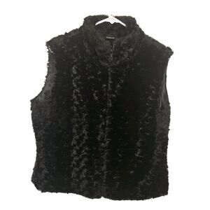 Cejon Size L Black Full Zip Faux Fur Vest MOTO CITY MOBWIFE BUTTERY SOFT